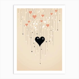 Beige & Black Delicate Line Heart Art Print