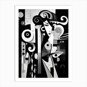 Harmony And Discord Abstract Black And White 7 Art Print