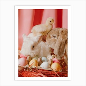 Easter Bunny And Chick Art Print