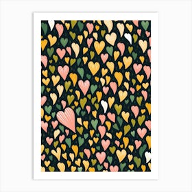 Heart Line Gold & Pink Pattern Art Print