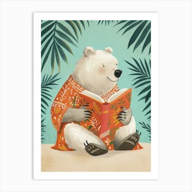 Sloth Bear Reading Storybook Illustration 1 Art Print