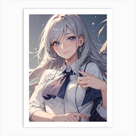 Anime Girl With Long Hair Art Print