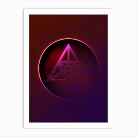 Geometric Neon Glyph on Jewel Tone Triangle Pattern 222 Art Print