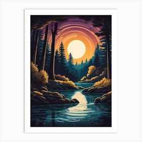 Sunset In The Forest 15 Art Print