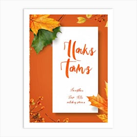 Autumn Leave Themed Vector Illustration Calligraphy Holyday Greeting Card Handwritten Style Typogr (7) Art Print