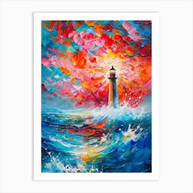 Lighthouse In The Ocean Art Print