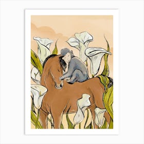 Horse And Monkey Art Print