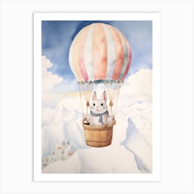 Baby Arctic Hare 2 In A Hot Air Balloon Art Print