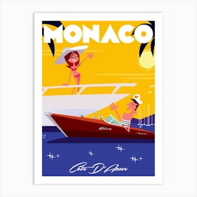 Monaco Poster Yellow & Purple Art Print