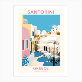 Santorini, Greece, Flat Pastels Tones Illustration 1 Poster Art Print