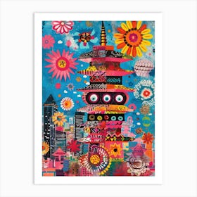 Singapore   Retro Collage Style 2 Art Print