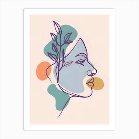 Woman'S Face With Leaves Art Print