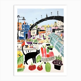 The Food Market In London 5 Illustration Art Print