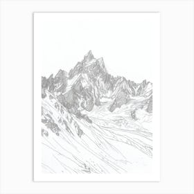 Mont Blanc France Italy Line Drawing 2 Art Print