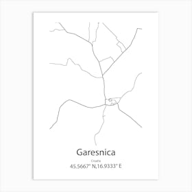 Garesnica,Croatia Minimalist Map Art Print