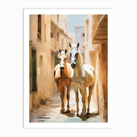 Horses Painting In Siena, Italy 4 Art Print