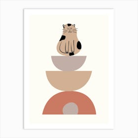 Cat Sitting On A Stack Of Bowls Kids and Nursery Art Print