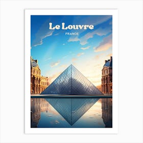 Louvre Museum France Vibrant Travel Illustration Art Print