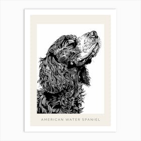 American Water Spaniel Line Sketch 1 Poster Art Print