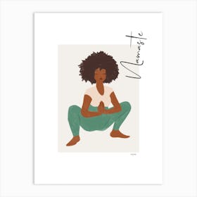 Namaste V - person, yoga, namaste, silhouette, self love, minimalistic, pastel, boho, spirituality, yoga pose, yogi, mural, illustration, fine art, mindfulness Art Print