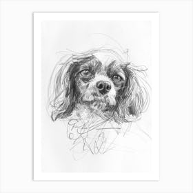 English Toy Spaniel Dog Charcoal Line 4 Art Print