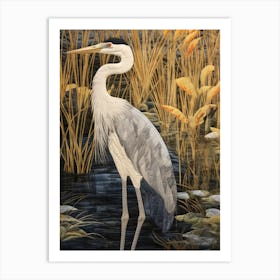 Heron In The Marsh Art Print