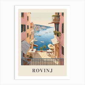 Rovinj Croatia 3 Vintage Pink Travel Illustration Poster Art Print