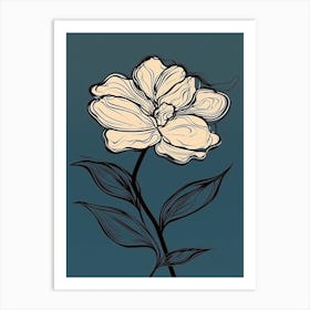 Daffodils Line Art Flowers Illustration Neutral 13 Art Print