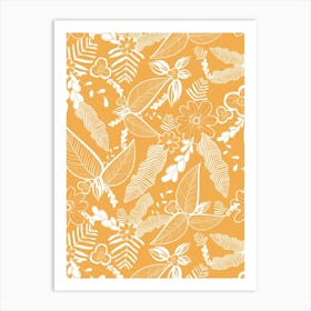 Yellow Leaf Pattern Art Print