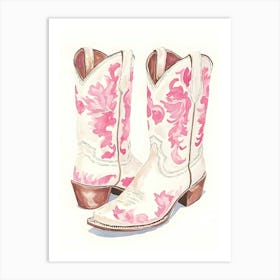 Pink Cowboy Boots 11 Art Print