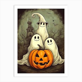 Ghosts And Pumpkins Art Print