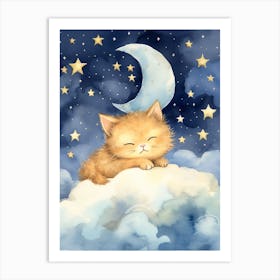 Baby Kitten 1 Sleeping In The Clouds Art Print