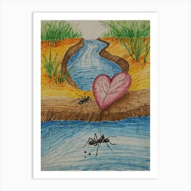 Ant And Heart Art Print