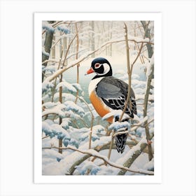 Winter Bird Painting Wood Duck 2 Art Print