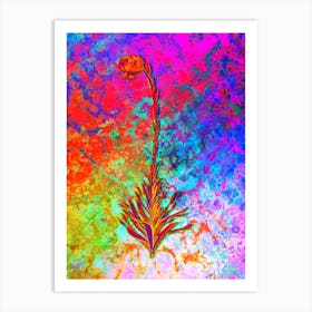 Scarlet Martagon Lily Botanical in Acid Neon Pink Green and Blue n.0154 Art Print
