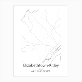 Elizabethtown Kitley,Canada Minimalist Map Art Print