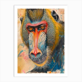 Mandrill Colourful Watercolour 2 Art Print