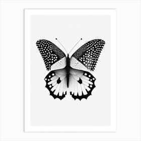 Speckled Wood Butterfly Black & White Geometric 2 Art Print