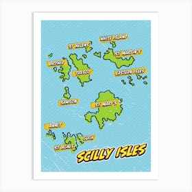 Scilly Isles Pop Art Travel Map Art Print