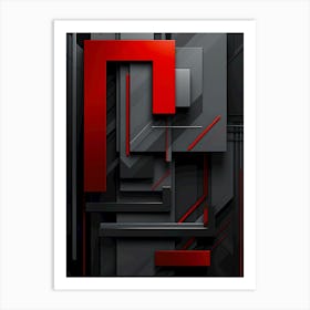 Abstract Art red black Art Print