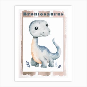 Sweet Brontosaurus Dinosaur Watercolour 1 Poster Art Print