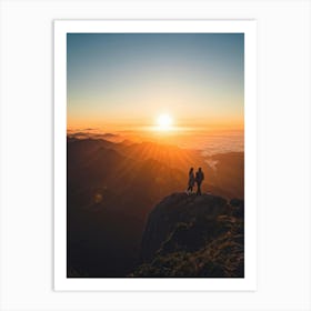 A Duo Of Lovers Embarking On A Scenic Sunset Climb To Crest A Majestic Mountain Peak Tango Between (1) Art Print