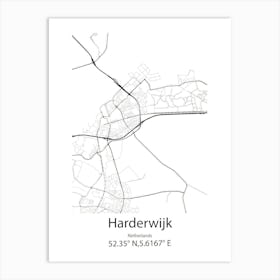 Harderwijk,Netherlands Minimalist Map Art Print