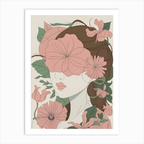 Girl With Flowers 21 Art Print