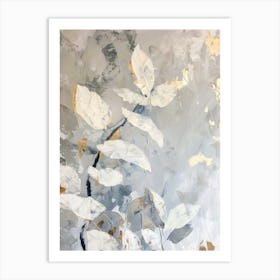 Abstract Of White And Gold Leaves Art Print