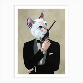 James Bond Cat Art Print