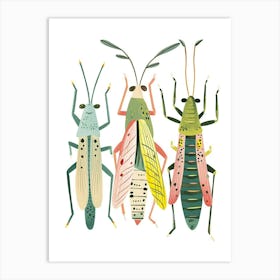 Colourful Insect Illustration Grasshopper 1 Art Print