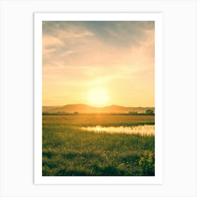 Sunset Over A Field Art Print