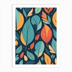 Autumn Leaves Seamless Pattern 2 Art Print