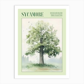 Sycamore Tree Atmospheric Watercolour Painting 1 Poster Art Print